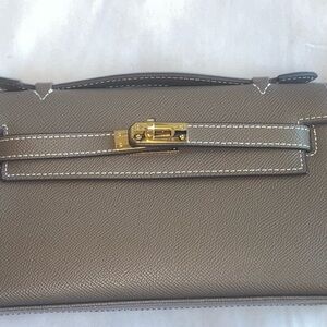 Small Hermes Kelly Style Pochette - Taupe
